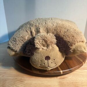 Plush Tan and Brown Dog-Shaped Accent Pillow